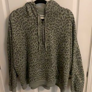 American Eagle Cheetah Quarter zip sweater